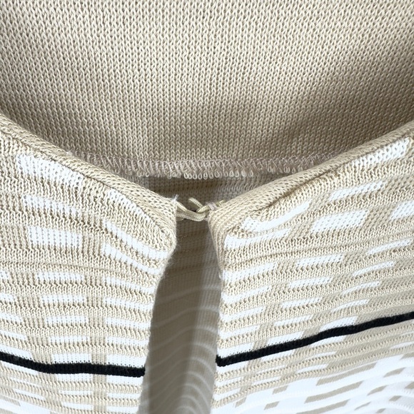 Ming Wang Open Front Jacket Cardigan Womens M Tan White Black Dressy Stretch - Picture 3 of 9